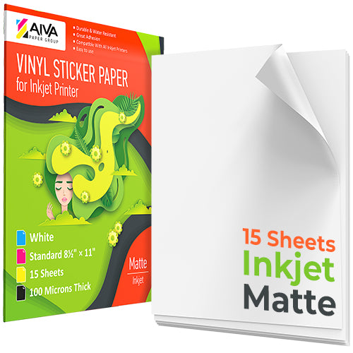 Zegevieren Boekwinkel merk op Printable Vinyl Sticker Paper Inkjet Matte 15 sheets – AIVA Paper Group