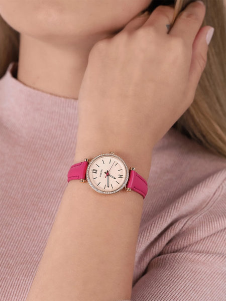 Fossil Carlie Mini Three-Hand Fuchsia Leather Women's Watch - ES5006