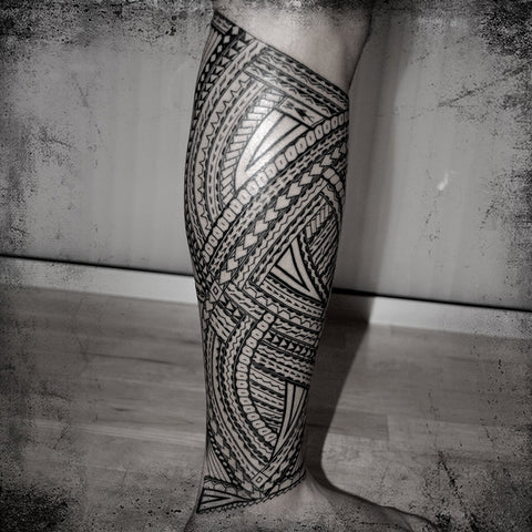 Ethnic Leg Tattoo Design