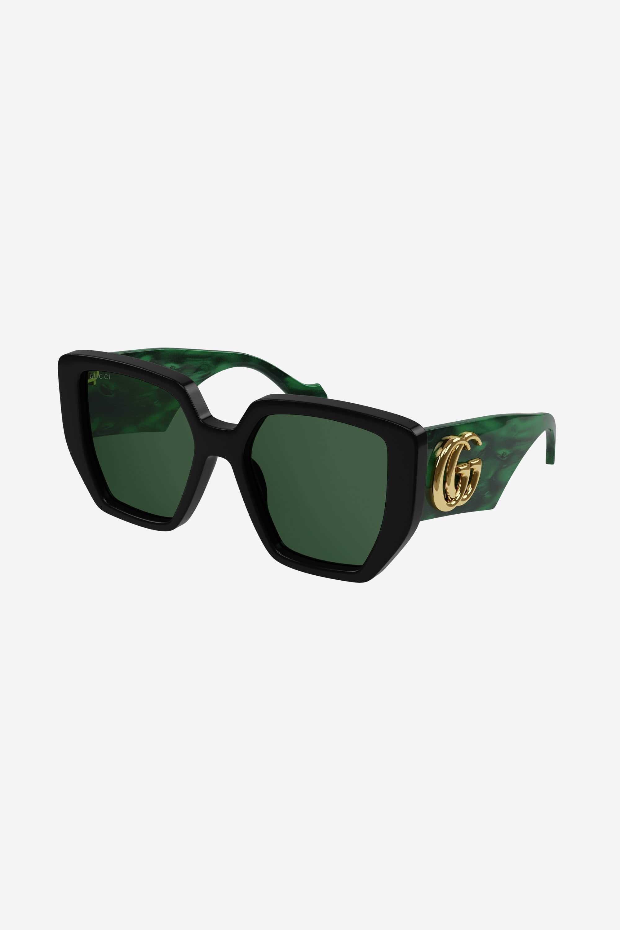 Gucci GG0956S gafas de sol oversize en negro y verde con logo