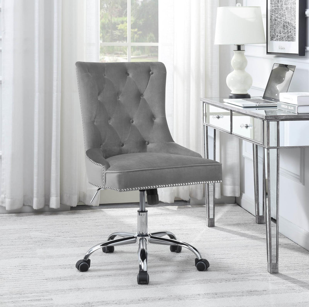 office chair velvet grey