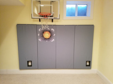 Home Basketball Playroom Safety Pads with DIY Cutout Insert 