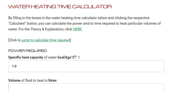 The Process Heating Services Calculator.