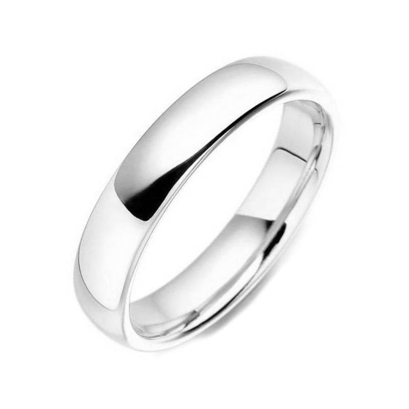 Platinum Classic Court Shaped Medium Gauge 5mm Wedding Ring