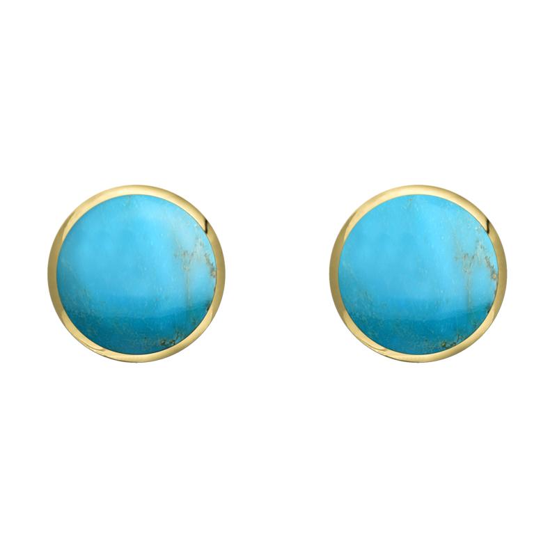 9ct Yellow Gold Turquoise 6mm Classic Medium Round Stud Earrings