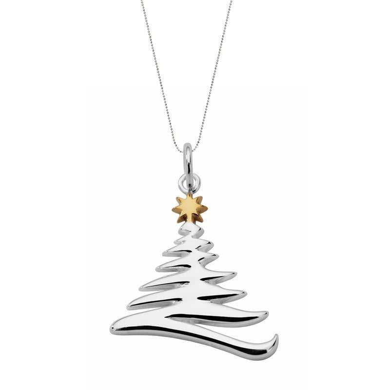 Sterling Silver Large Zig Zag Christmas Tree Necklace