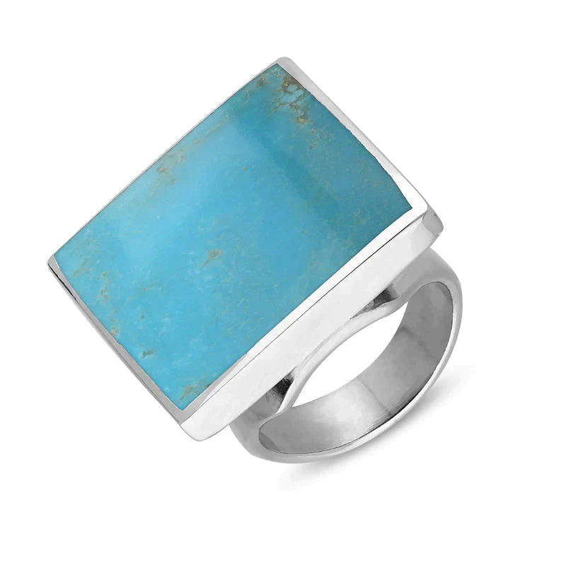 Sterling Silver Turquoise King’s Coronation Hallmark Medium Square Ring