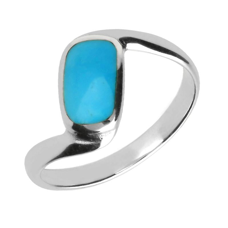 Sterling Silver Turquoise Oblong Twist Ring