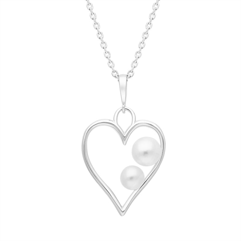 Sterling Silver Pearl Heart Necklace D