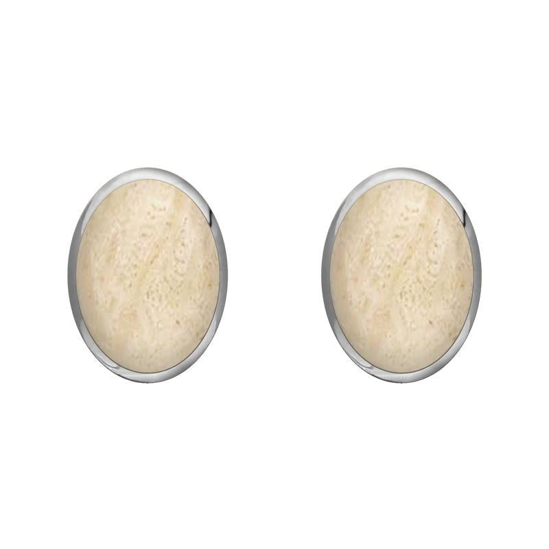 Sterling Silver Coquina 8 x 6mm Classic Medium Oval Stud Earrings
