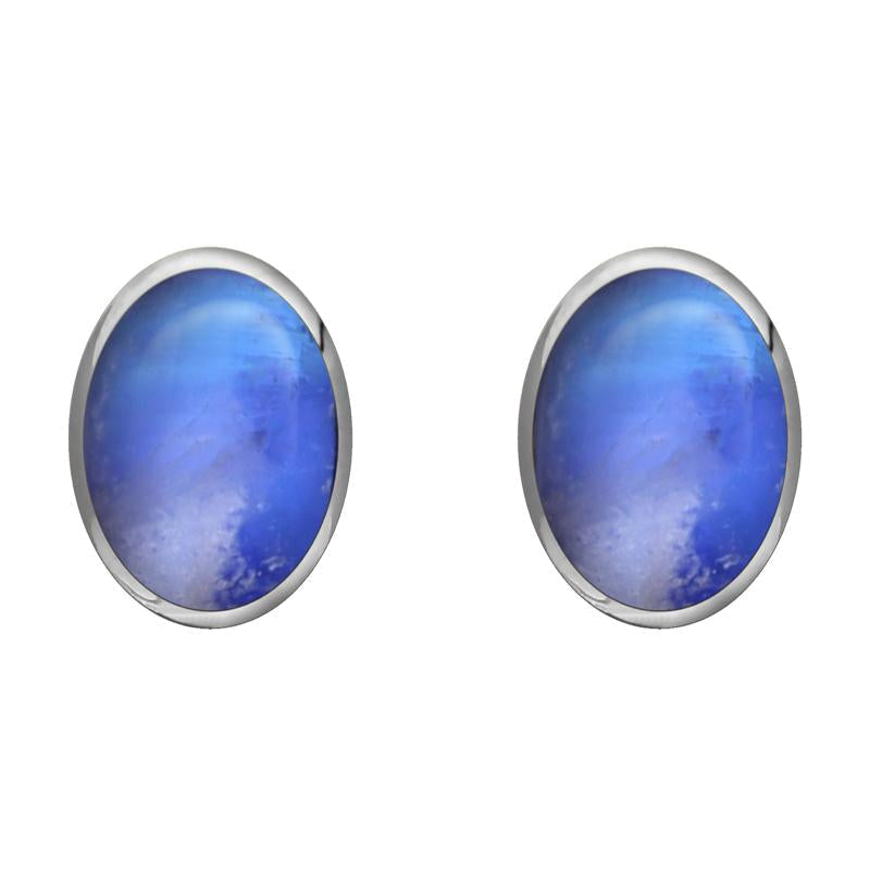 Sterling Silver Moonstone 8 x 10mm Classic Large Oval Stud Earrings