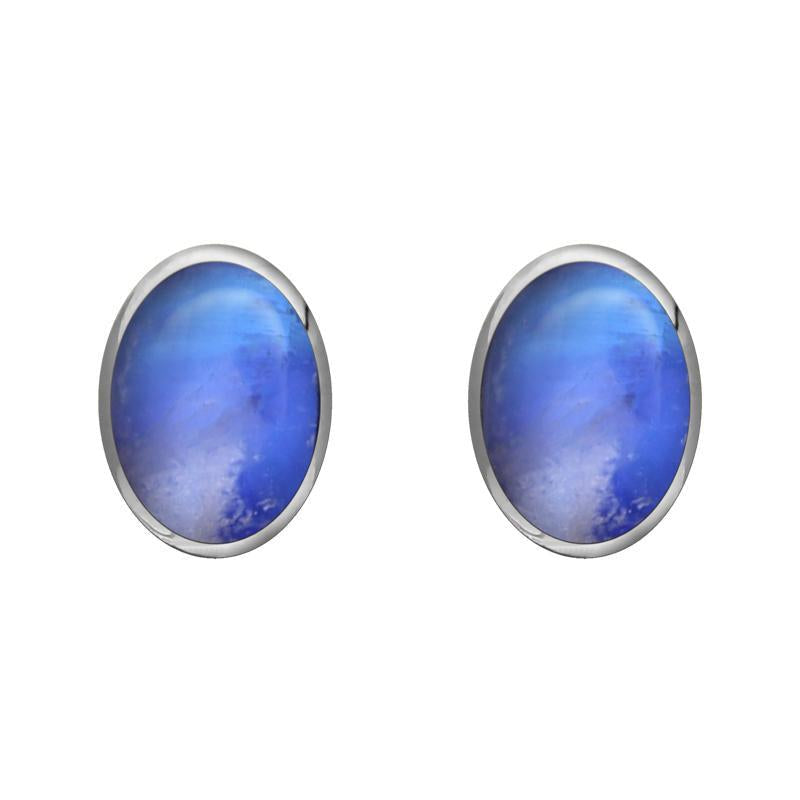 Sterling Silver Moonstone 8 x 6mm Classic Medium Oval Stud Earrings