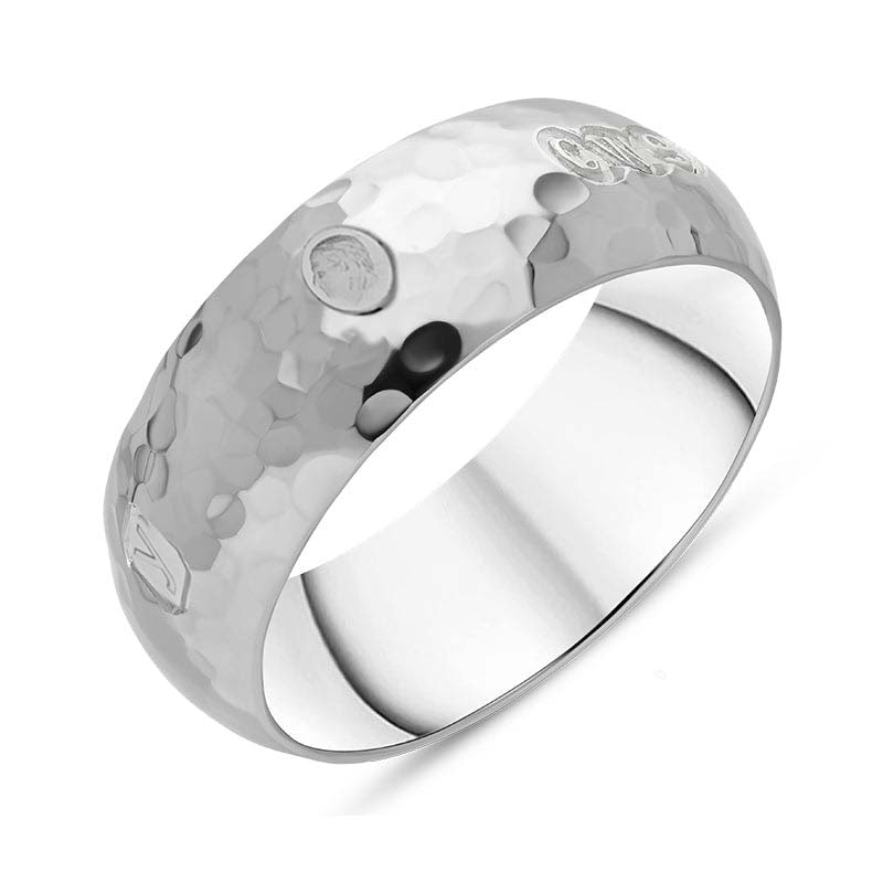 Sterling Silver King’s Coronation Hallmark Hammered 8mm Ring D