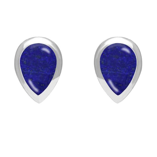 Sterling Silver Lapis Lazuli Small Teardrop Stud Earrings