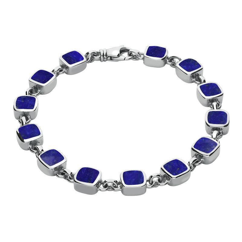 Sterling Silver Lapis Lazuli Square Cushion Bracelet