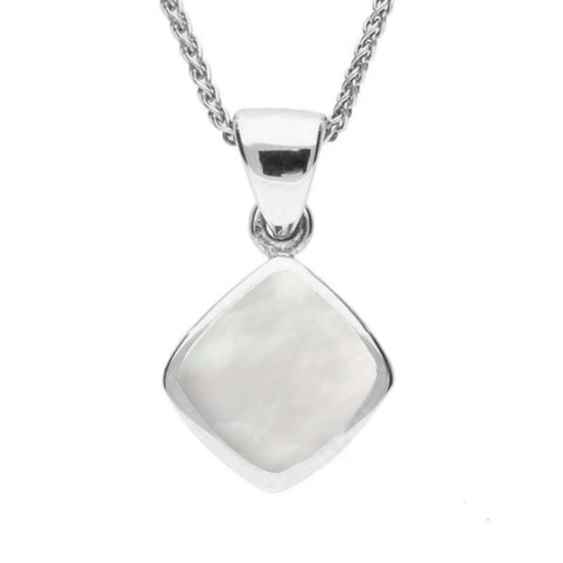Sterling Silver Mother of Pearl Dinky Cushion Necklace