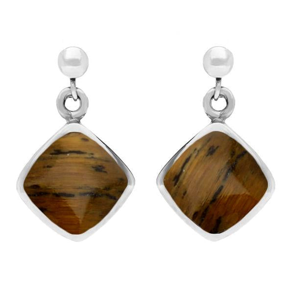 Sterling Silver Tigers Eye Cushion Drop Earrings