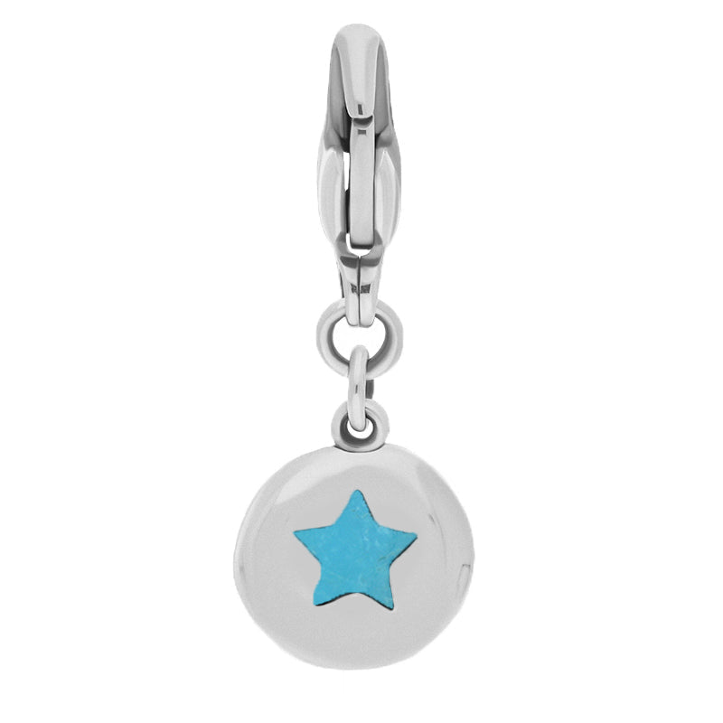 Sterling Silver Turquoise Round Shaped Star Clip Charm