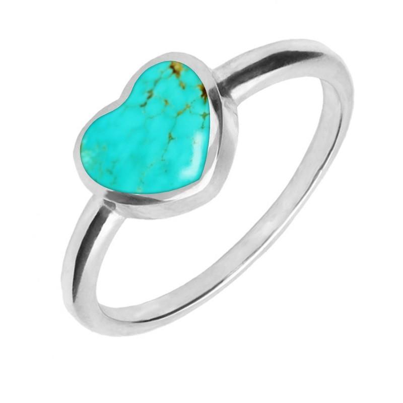 Sterling Silver Turquoise Single Heart Ring