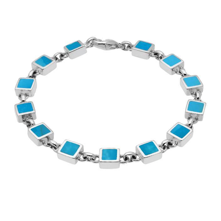 Sterling Silver Turquoise Square Stone Bracelet