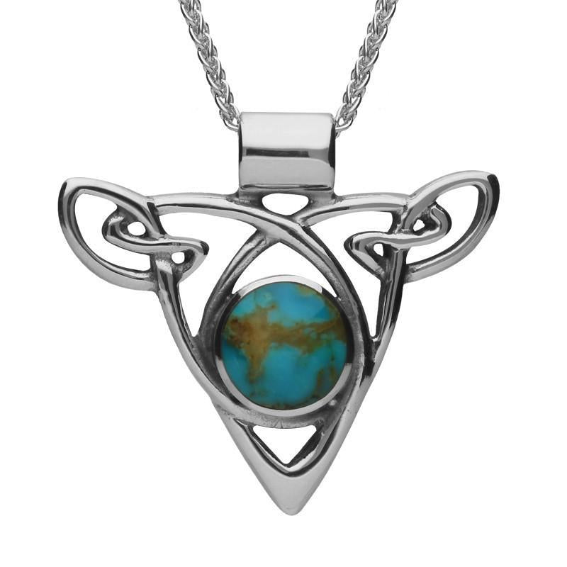 Sterling Silver Turquoise Triangle Knot Celtic Necklace