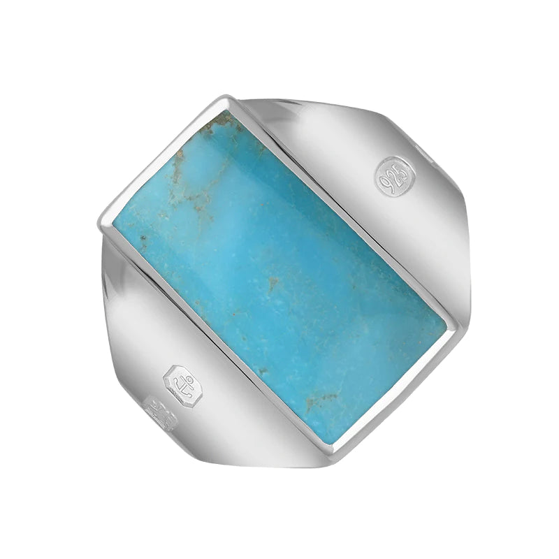 Sterling Silver Turquoise Hallmark Small Oblong Ring