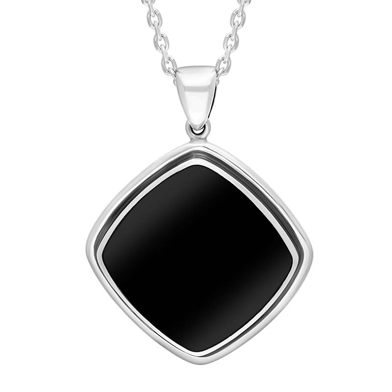 Sterling Silver Whitby Jet Cushion Shape Necklace
