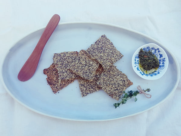 Crunchy Seed Crackers and Rangihoua Herb Spread
