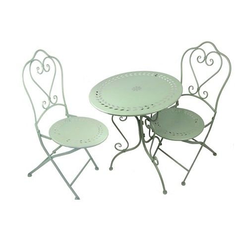 green metal garden bistro set