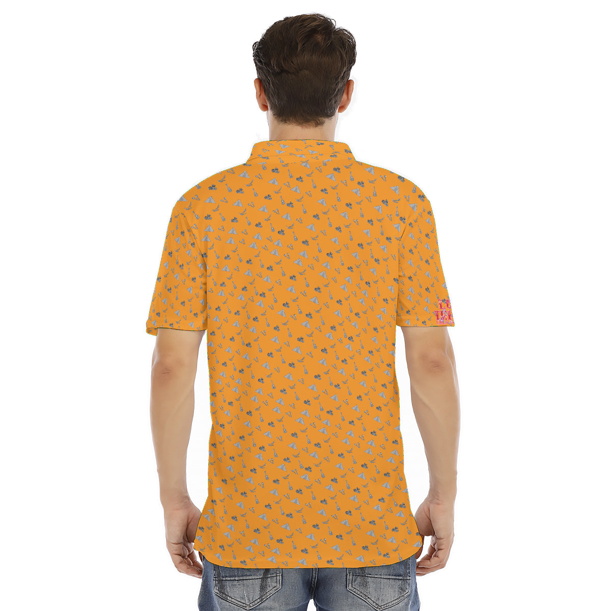 All-Over Print Men's Flat V-neck Lapel Shirt With Short Sleeve