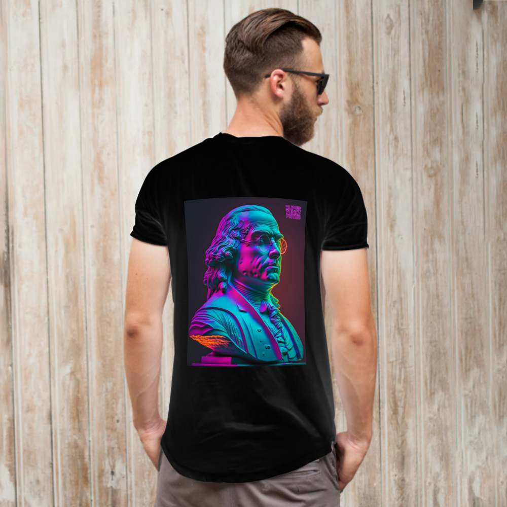 Benjamin Franklin Statuete T-Shirt Front and Back Print