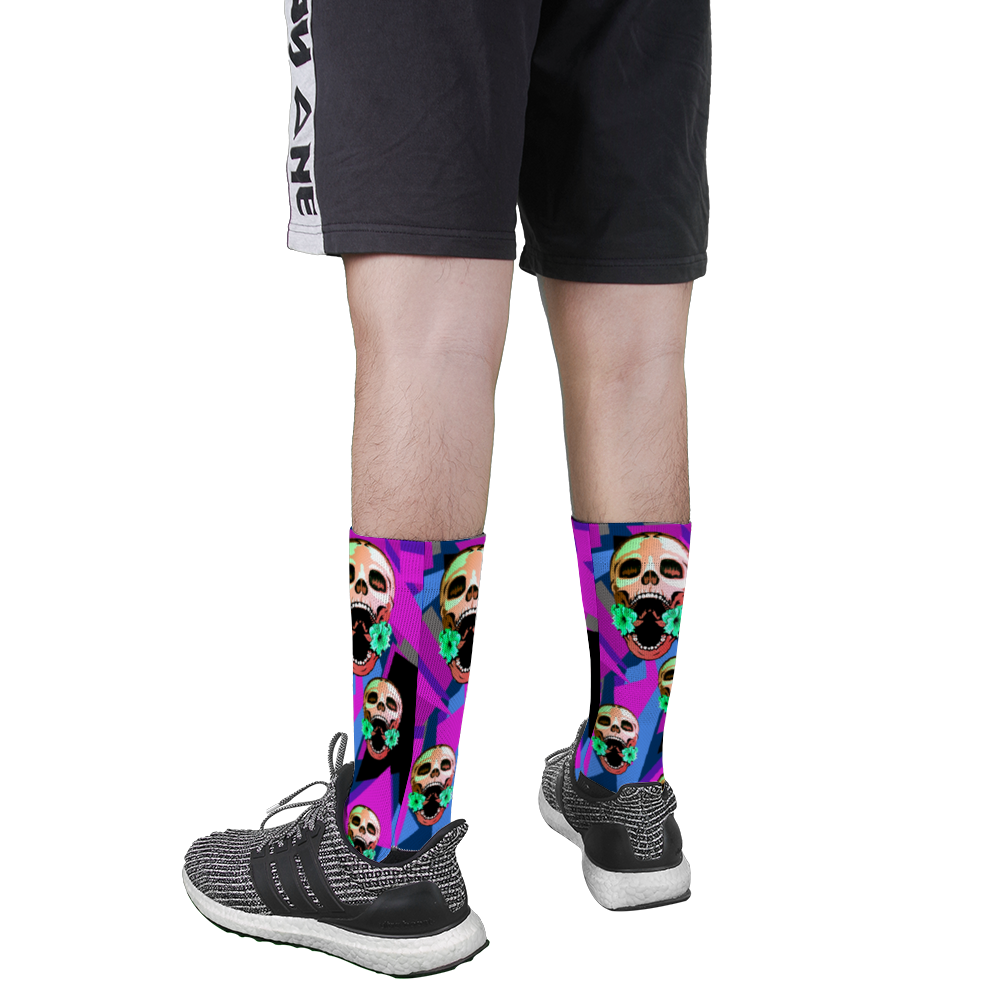 Skull and Digital Camo Unisex Multi Size Mid-calf Cotton Socks