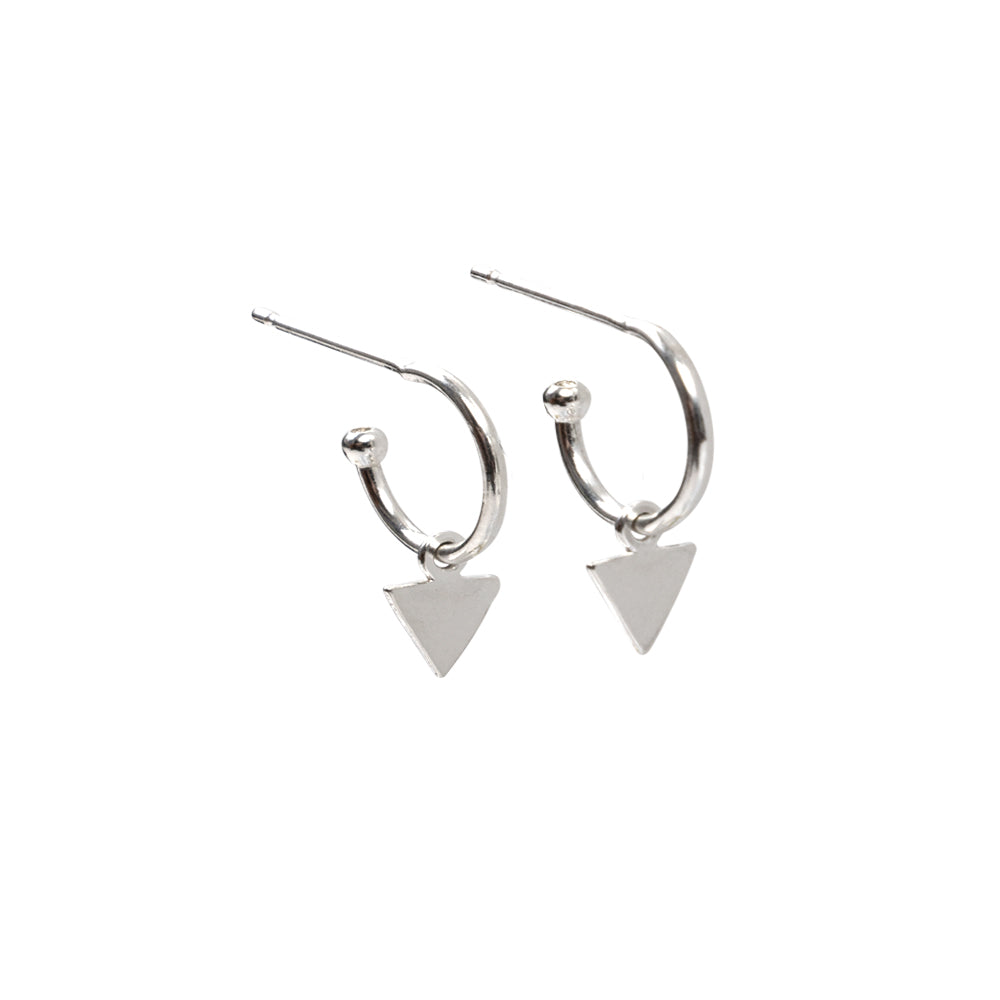 Stainless Steel Hoop Earrings With Triangle Charm