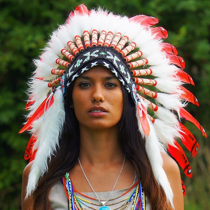 Red Indian Chief Headdress 65cm Indian Headdress Novum Crafts 0419