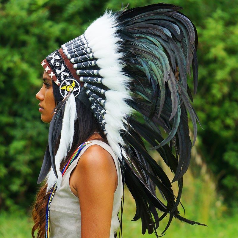 Black Native American Headdress 75cm Indian Headdress