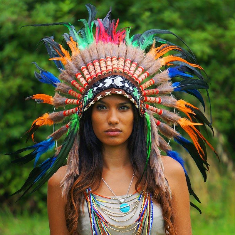 Mixed Colors Native American Headdress 75cm Indian Headdress