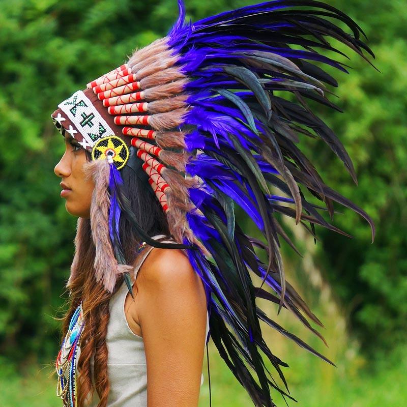 Purple Native American Headdress 75cm Indian Headdress Novum Crafts