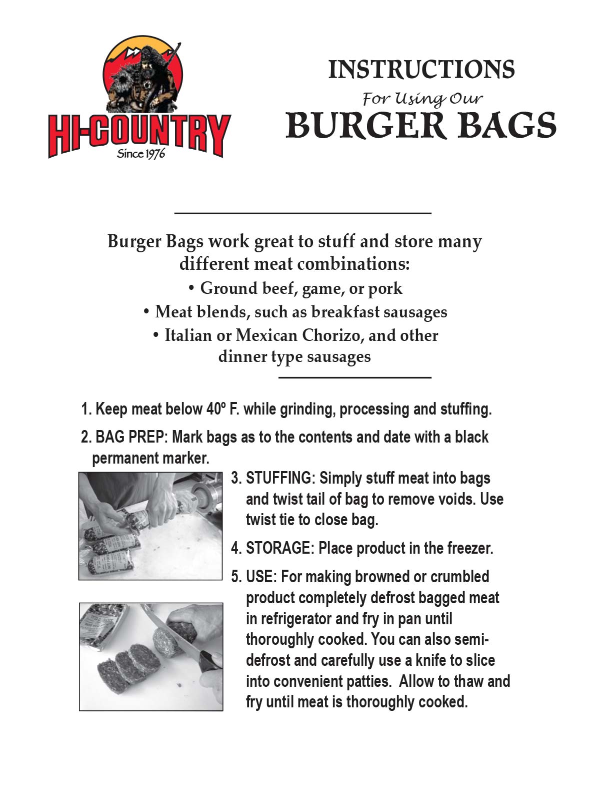 How to use Burger Bags for Wild Game Processing 