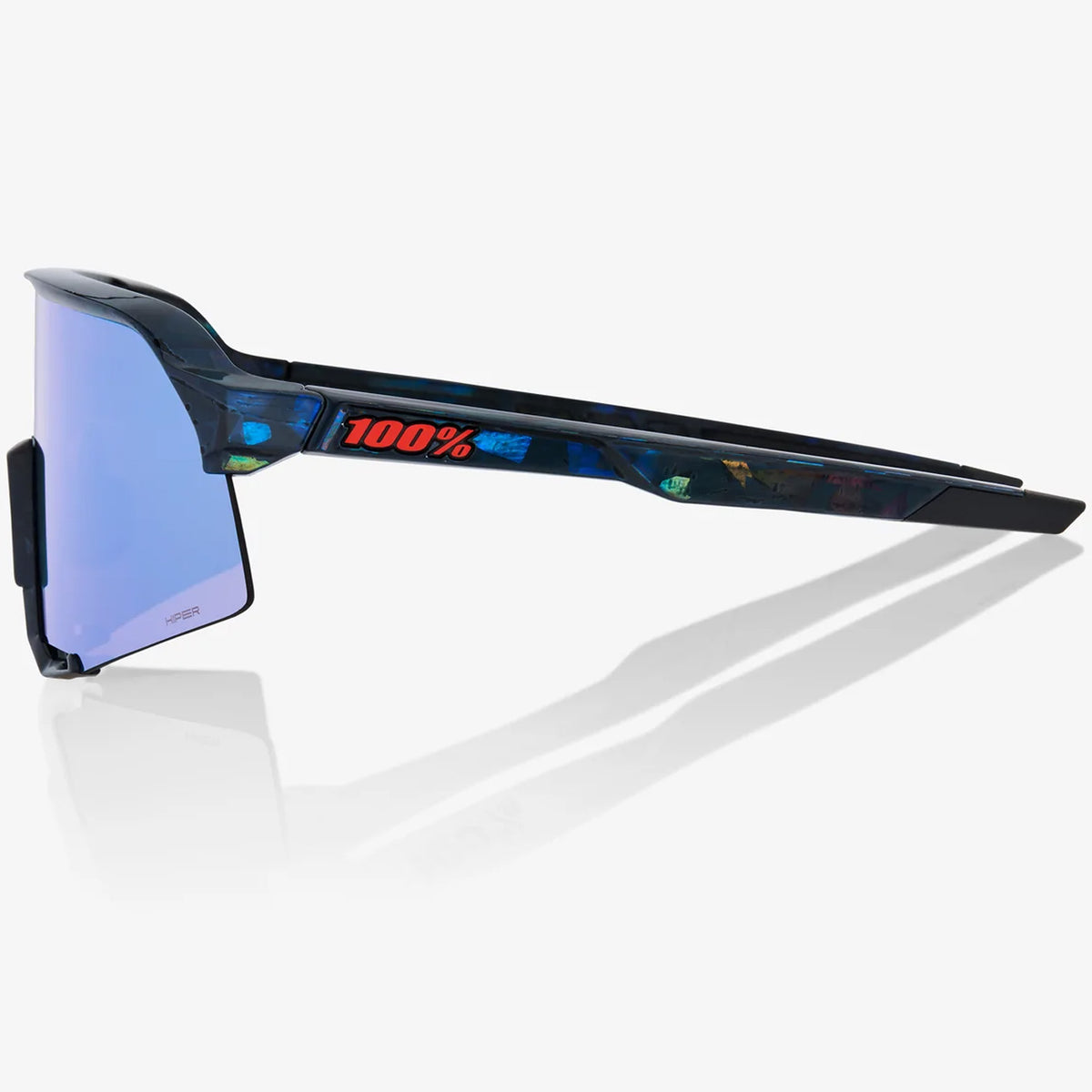 100% S3 sunglasses - Black Holographic HiPER Blue Mirror