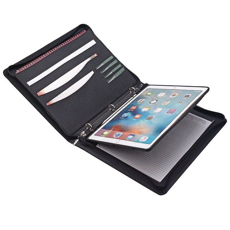 Zipper Binder Portfolio with iPad Holder Notepad Holder, Organizer