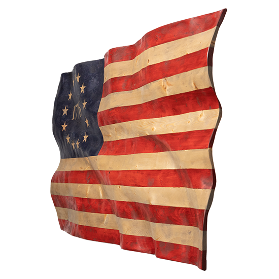 Betsy Ross Wavy Wooden American Flag Wooden Patriots 