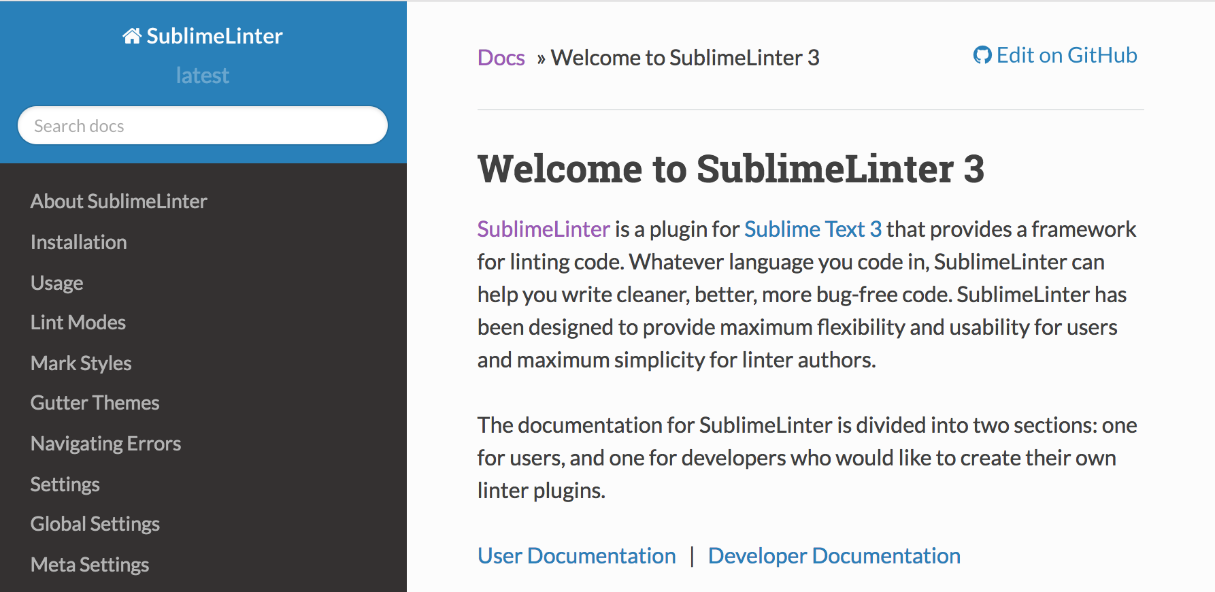 SublimeLinter website.