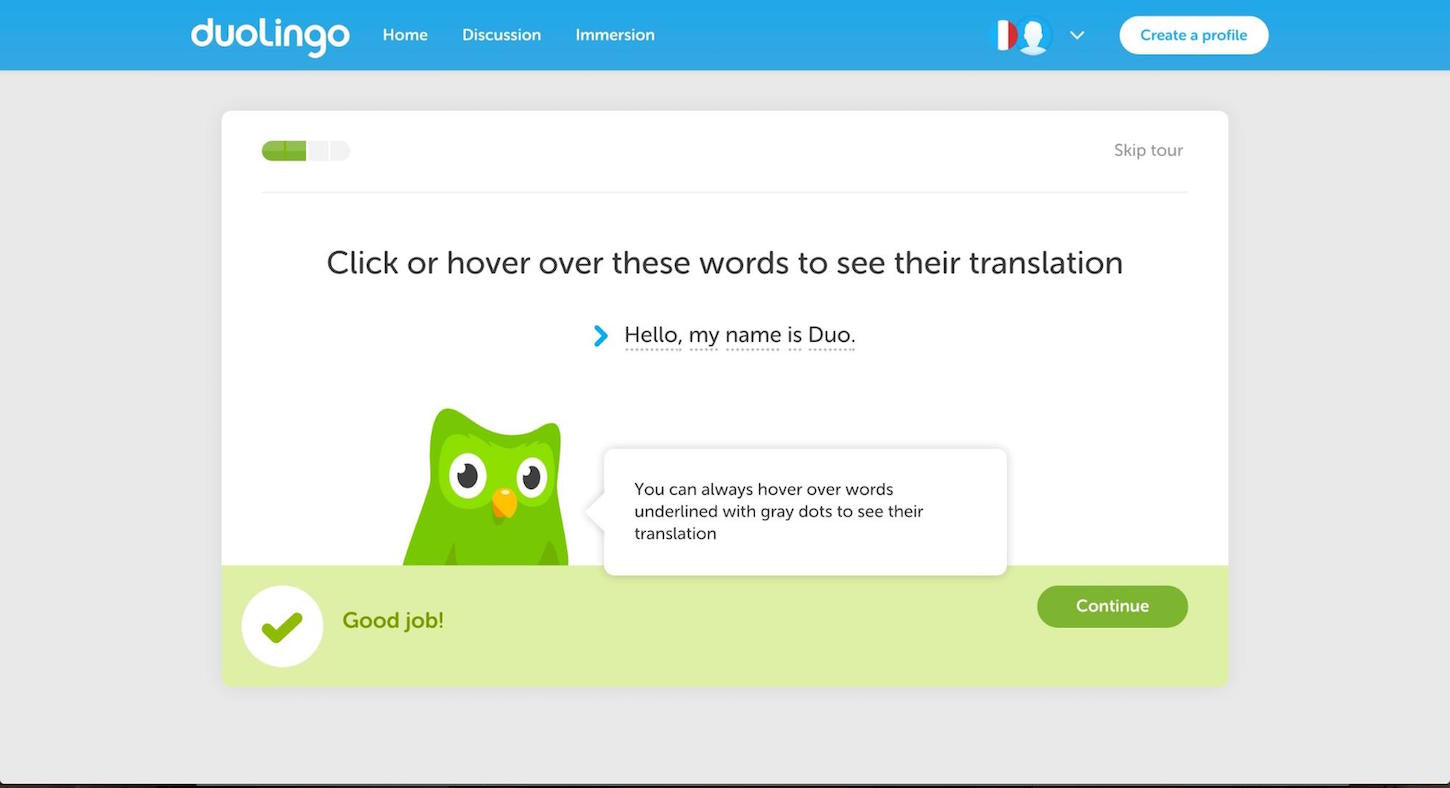 4 trendy visual design techniques: Duolingo