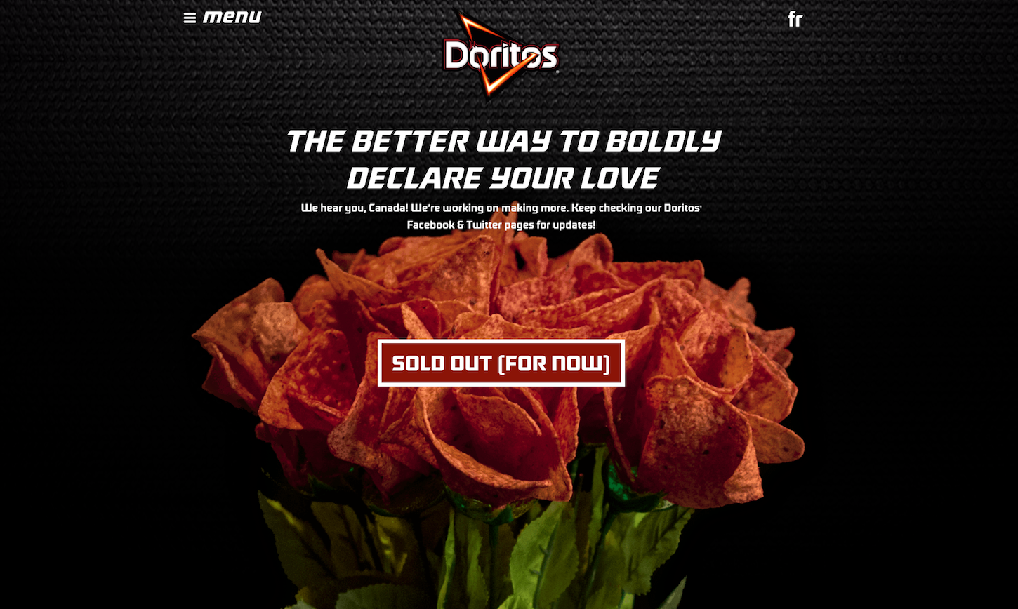 8 ecommerce stores to inspire your valentines day: Doritos homepage