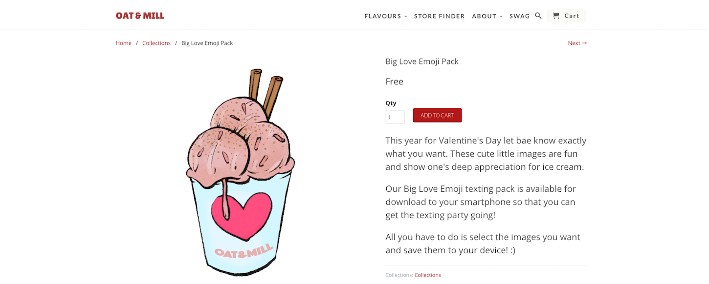 8 ecommerce stores to inspire your valentines day: Oat and mill emoji