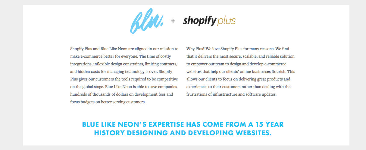 Benefits of adding shopify landing page to your site: Blue like neon