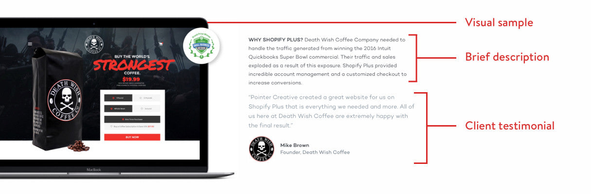 Benefits of adding shopify landing page to your site: Pointer Creative