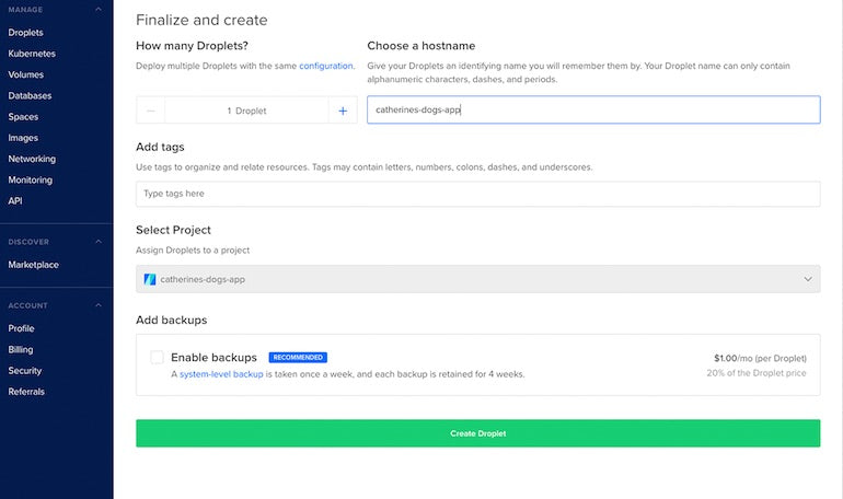 Deploy website: DigitalOcean deploy your droplet