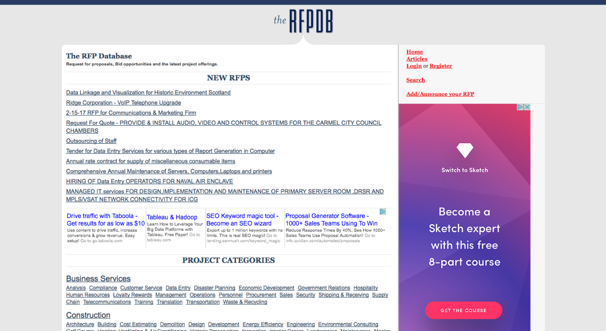 Finding web design clients: Rfpbd