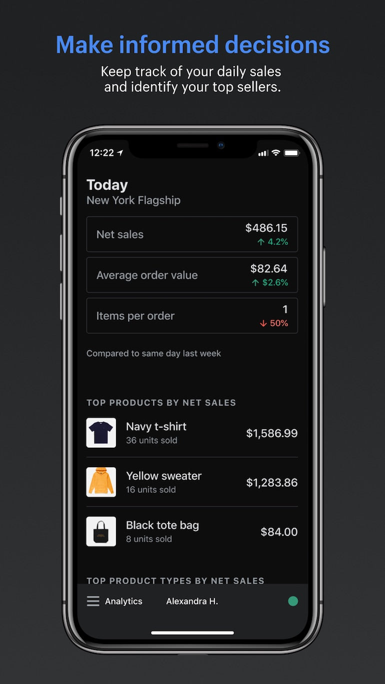 Shopify POS: home screen example